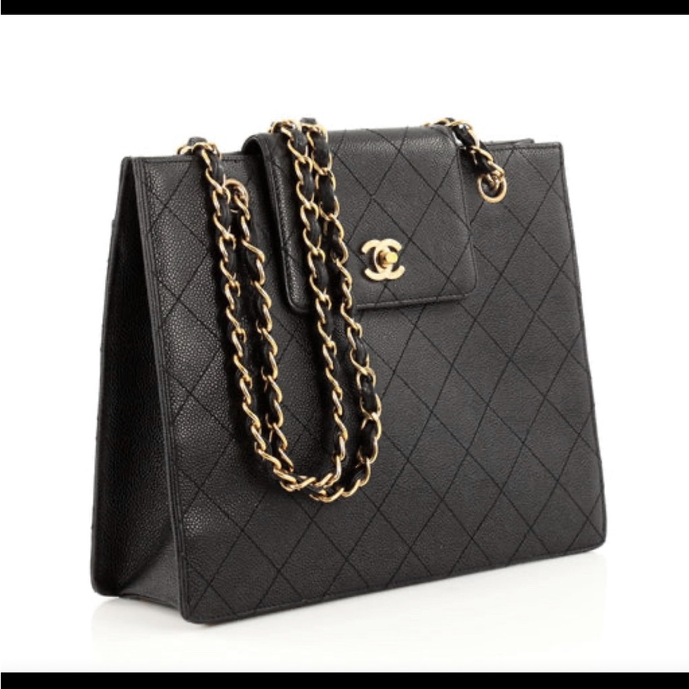Chanel, Vintage Quilted Caviar Bag, Interlocking CC, Gold-Tone. Stunning ❣️ - Picture 3 of 13